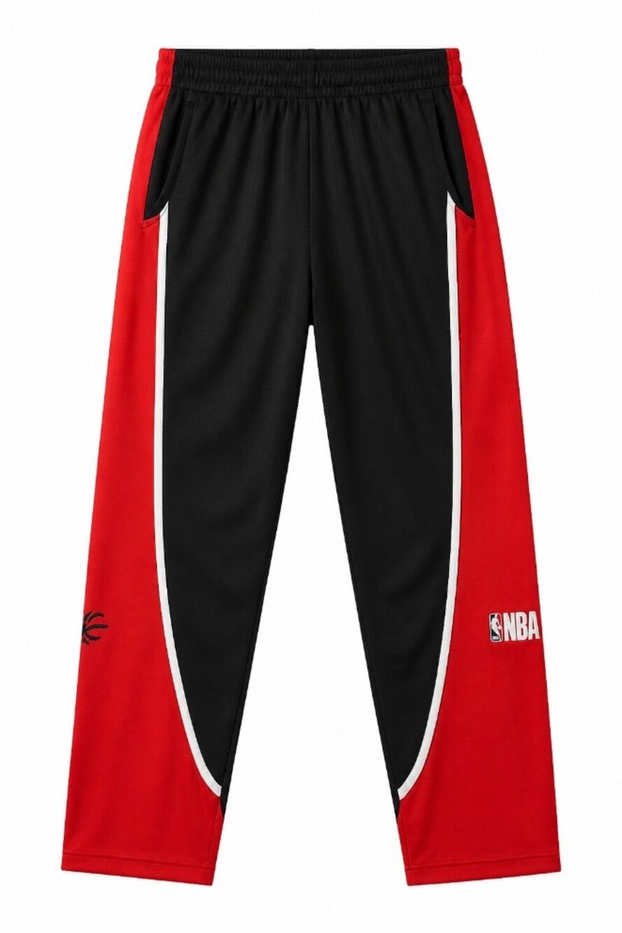 NBA Elevation Warm Up Pants Men’s Large Black Red Colorblock Athletic Joggers